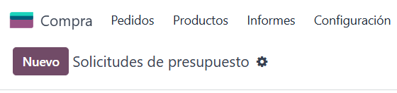 Menú Compra > Solicitudes de presupuesto en Odoo